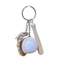 Vente en gros de mini-porte-clés sportifs de simulation (baseball/badminton/tennis) et pendentifs métalliques pour sacs et souvenirs