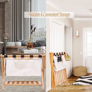 Support de rangement pour bagages en bois, double couche, pliable, pour valises, utilisation à domicile ou dans la chambre - Product Image 2