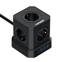 Bloc multiprise 5 prises avec charge rapide USB-C 20W et 3 ports USB-A haute puissance, certifié CE RoHS pour la maison et le bureau