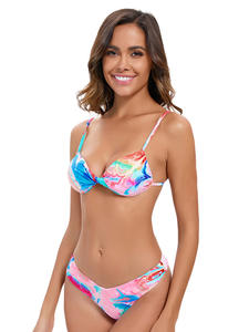 Traje de baño de talla grande ecológico para mujer europea americana, elegante patrón sólido estampado recortado en la espalda, diseño Sexy - Product Image 3