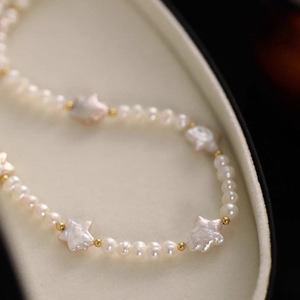 Collier tendance pour femme Star Love, argent 925, perle d'eau douce baroque, luxe léger, chaîne de clavicule de niche, perle d'eau douce naturelle - Product Image 5