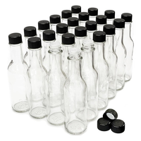 Grosir 8 oz 12 oz 16 oz botol kaca saus cabai bumbu kosong cincin leher botol kaca dengan tutup sekrup plastik