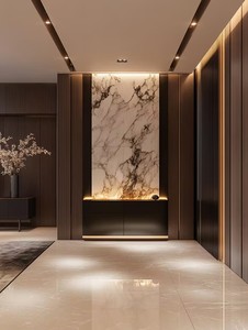 Armoire intégrée multifonctionnelle de luxe étagère à chaussures Foyer Buffet d'entrée pour salon chambre à coucher extérieur-Style bois MDF - Product Image 4