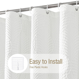 Rideau <span class=keywords><strong>de</strong></span> douche <span class=keywords><strong>en</strong></span> tissu polyester doux texturé <span class=keywords><strong>en</strong></span> relief <span class=keywords><strong>3D</strong></span> ombré moderne <span class=keywords><strong>de</strong></span> luxe personnalisé CF, imperméable pour <span class=keywords><strong>salle</strong></span> <span class=keywords><strong>de</strong></span> <span class=keywords><strong>bain</strong></span> avec crochets - Product Image 2