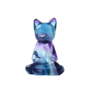 Cristales de Piedra Natural al por Mayor, Perro de Cristal con Galvanoplastia, Piedra en Bruto Tallada a Mano, Artesanías Creativas de Fluorita, <span class=keywords><strong>Gatos</strong></span> de Yoga <span class=keywords><strong>para</strong></span> Decoración - Product Image 5