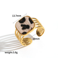 Bague ouverte pour femme en acier inoxydable à imprimé léopard, style Maillard, bijoux de mode européenne et américaine