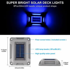 1PC Lampe Solaire Extérieure à Lumière Bleue, Lampadaire Solaire, Lampe de Jardin, Lampe Encastrée pour Escalier, Lampe Solaire Enterrée pour Terrasse - Product Image 6