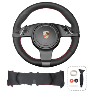 Vente d'usine Nouveau design Décoration intérieure Produit en cuir Couture à la main <span class=keywords><strong>Housse</strong></span> <span class=keywords><strong>de</strong></span> <span class=keywords><strong>volant</strong></span> pour Porsche Cayenne - Product Image 1