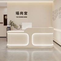 Table de réception et comptoir sur mesure en bois massif moderne et brillant pour salon de beauté, studio de yoga, magasin de vêtements