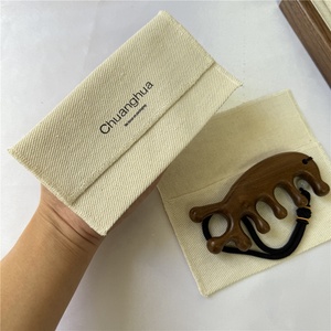 Chuanghua geri dönüşümlü organik pamuk tuval zarf kılıfı İpli özel Logo çevre dostu Gua Sha tarak ambalaj takı için - Product Image 2