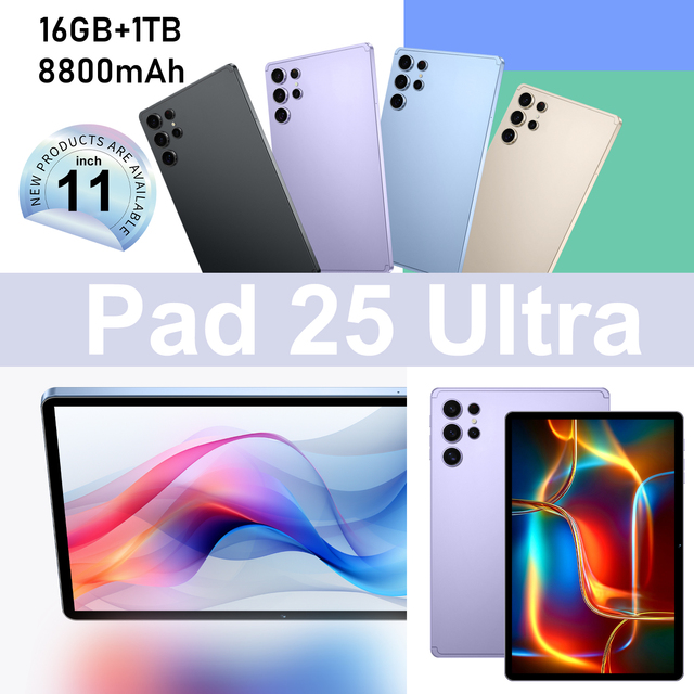 New Pad 25 Ultra Octa Core 11-inch Tablet PC Android 14 Educational Use 5G/Wi-Fi Gaming Keyboard Shockproof Design USB Type-C
