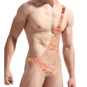 Body en dentelle pour homme, asymétrique, moulant, taille mi-haute, en Spandex et Nylon G421 Printemps 2023 - Product Image 2