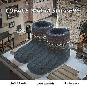 COFACE <strong>Mens</strong> Wool Upper <strong>Slipper</strong> <strong>Boots</strong> Fluffy Warm Cotton Plush Lining Memory Foam Midsole Rubber Outsole Indoor Winter House - Product Image 2