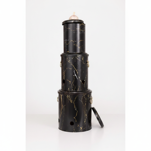 Ensemble de trois bacs en métal pour pommes de terre oignons et ail (3 pièces) Marbre noir marbre noir Design noir - Product Image 2