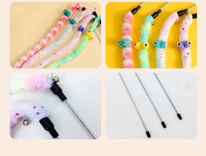 2025 nuevo diseño de lujo clásico mariposa pluma <span class=keywords><strong>Catnip</strong></span> perro juguete sostenible felpa caña de pescar accesorio hecho China-venta al por mayor - Product Image 6