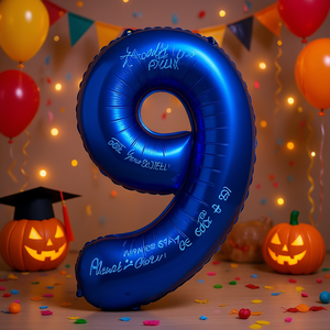 Globo de Helio Número 9 Azul Oscuro de 1M, Decoración Metálica para Fiestas de Cumpleaños - Product Image 2