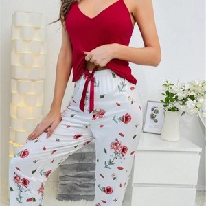 Traje de pantalón con <span class=keywords><strong>tirantes</strong></span> estampado para mujer, informal y cómodo, con rayas, ideal para uso diario y en casa. - Product Image 1