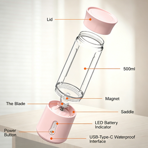Travel Ready Personal Blender Portable Orange Fruits Juicer Cup Rechargeable Smoothie <b>Maker</b> Squeezer for Vacation Flight Commute - Product Image 3