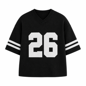 Pull en jersey tricoté rayé 100 % coton personnalisé pour homme, col en V oversize, streetwear, pour les jours de match, hiver - Product Image 3