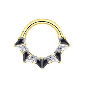 Câu Chuyện xuyên ASTM <span class=keywords><strong>F</strong></span> 136 Titan prong Set diều CZ bản lề đoạn Clicker Vòng xuyên - Product Image 4