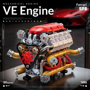 Blocchi di Costruzione Motore V8 Simulato, Modello di Assemblaggio Meccanico Elettrico, Giocattolo Educativo STEM in Plastica ABS da Collezione - Product Image 1