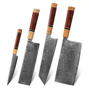 מטבח שף סכיני סט יפני נירוסטה דמשק חיתוך Santoku סכין שף סט