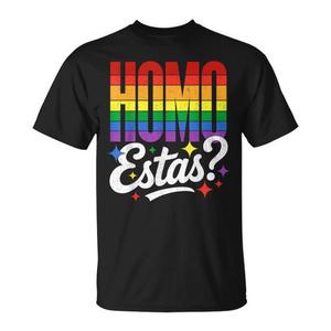 T-Shirt Unisex a Maniche Corte con Design Arcobaleno Homo Estas, Stampa Serigrafica, Abbigliamento Promozionale per Adulti - Product Image 1