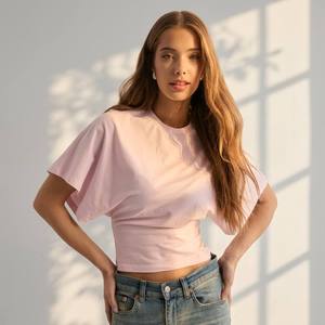Camiseta <span class=keywords><strong>de</strong></span> Verano 2026, Estilo Coreano, Cuello Redondo, Manga Corta, Lisa, Holgada, Versátil, <span class=keywords><strong>para</strong></span> <span class=keywords><strong>Mujer</strong></span>, Venta al Por Mayor <span class=keywords><strong>para</strong></span> UE y EE. UU. - Product Image 3