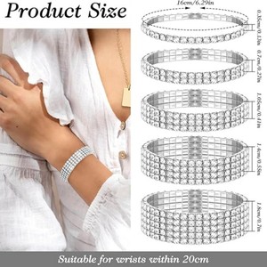 Bracelets élastiques de tennis à 5 rangées en gros d'usine <span class=keywords><strong>Bracelet</strong></span> de mariage de mariée avec chaîne de tennis extensible multicouche en strass brillant - Product Image 4