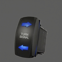 Interrupteur à bascule LED bleu 20A 24V DPST 5 broches vertical ON/OFF gravé au laser IP66 en plastique pour panneau de voiture ou bateau