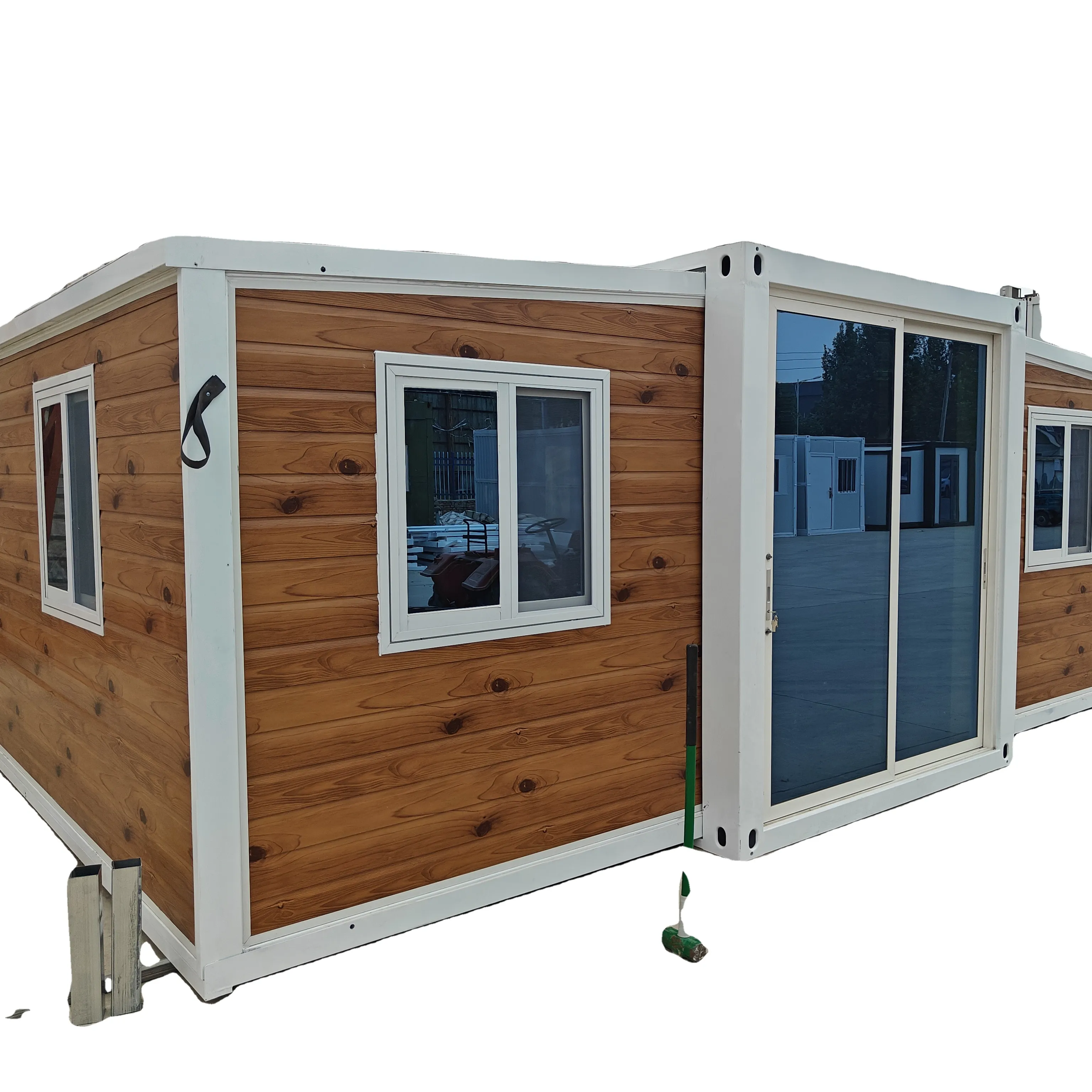 Container Living House 20 Ft Waterproof Folding Prefab Villa 20Ft Woodgrain Luxury Modern 3 Bedroom