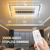 Ventilateur de plafond LED moderne encastré, sans pales, avec moteur DC 6 vitesses, télécommande et variateur d'intensité, idéal pour chambre et salon