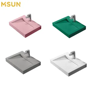 Msun Luxe Badkamer Wastafel Solid Surface Wastafel Kom Roze Grijs Wastafel