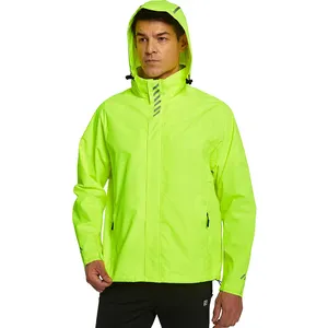 定制男士户外运动服跑步运动衫防水风衣徒步旅行骑行夹克，带网眼衬里和兜帽