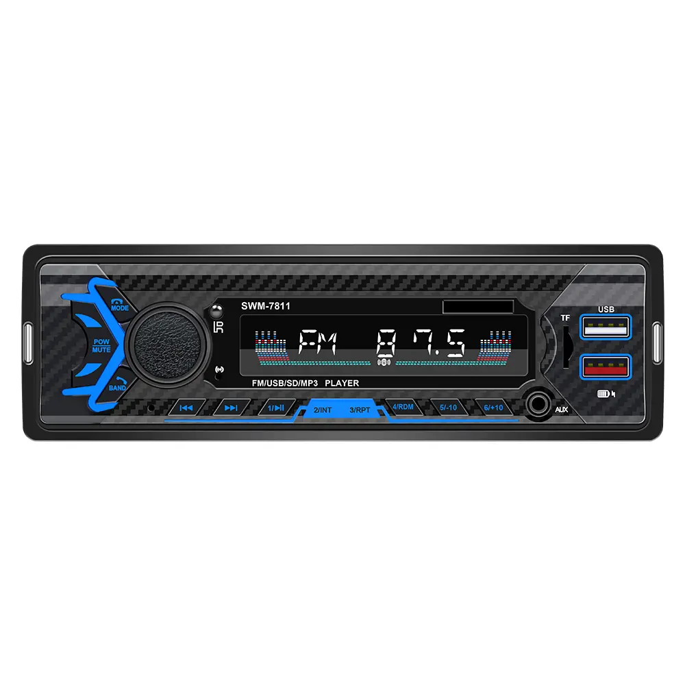 자동차 라디오 1 DIN 스테레오 SWM-7811/7812 멀티미디어 자동차 부품 헤드 유닛 핸즈프리 AUX 기능 음성 제어 MP3
