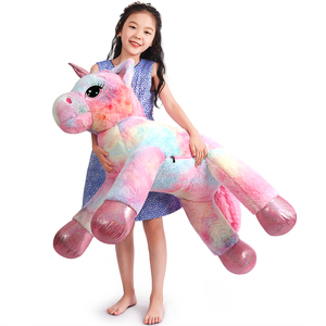Peluche Unicorno Rosa Arcobaleno di Alta Qualità, Adorabile Gigante Imbottito in Cotone PP, Decorazioni per Compleanni, Antistress, Pasqua - Product Image 5