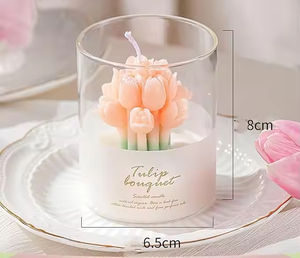 Vela Decorativa Aromática de Cera de Soya de Larga Duración Hecha a Mano para Mesa, con Aroma a Ramo de Tulipanes, Vela Curativa en Frasco de Vidrio - Product Image 5