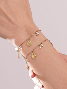 HJ Jewelry Multi Layers CZ collar largo chapado en oro Lariat <span class=keywords><strong>Y</strong></span> forma enlace cadena circón piedra collar pulsera conjunto para mujer - Product Image 5