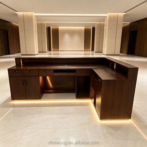B164 Custom Modern LED Reception <b>Desk</b> <b>Large</b> Size Sintered Stone Front <b>Desk</b> Luxury Hotel Club Lobby CounterOffice Reception Table - Product Image 3