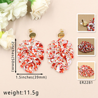 MD157ER2281 50mm Large Monstera Leaf Rectangle et Boucles d'oreilles arrondies en acrylique pour femmes Bijoux tropicaux pour anniversaire