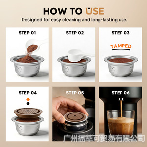 Cápsulas de café reutilizables de acero inoxidable para Nespresso Vertuo compatibles con acero 304 y tapa de silicona - Product Image 1