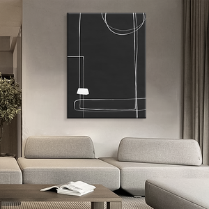 Bán buôn màu đen và trắng trừu tượng dòng tường nghệ thuật vẫn còn sống canvas in sơn cho tường trang trí nội thất - Product Image 4