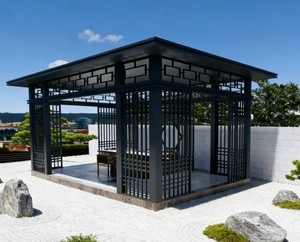 Pabellón y Solárium con Estructura de Aluminio y Diseño Impermeable, Habitaciones Expandibles para Uso en Jardín - Product Image 1