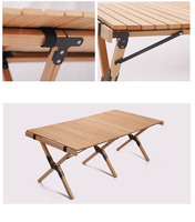 Table pliante portable pour faire des rouleaux d'œufs |   Table de camping pliable en bois massif pour pique-nique en plein air et plage