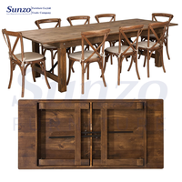 Table de ferme rustique pliable en bois de pin d'extérieur, mobilier de ferme, table à manger pliable pour les événements