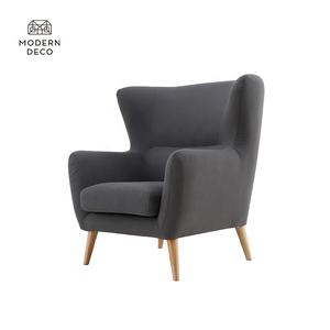 Accent-Silla de sala de estar de tela de madera, respaldo alto - Product Image 4