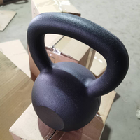 Kettlebell en fonte massif noir intégral, pour la musculation en salle de sport et à domicile, pour hommes, vente en gros transfrontalière
