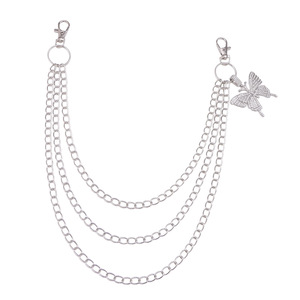 จี้รูปผีเสื้อ โซ่คล้องกางเกง หลายชั้น โลหะ ฮิปฮอป แฟชั่น เครื่องประดับลำลอง โลหะผสมสังกะสี สีขาว K - Product Image 5