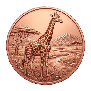 Moneda Conmemorativa Redonda de Cobre Puro de 1 oz con Impresión UV, Jirafa Africana en Relieve 3D, Medalla Coleccionable de Recuerdo - Product Image 1