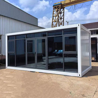 Casa Contenedor Modular Transpirable con Vidrio y Ventanas, Diseño Moderno para Oficina, Villa, Taller, Cafetería